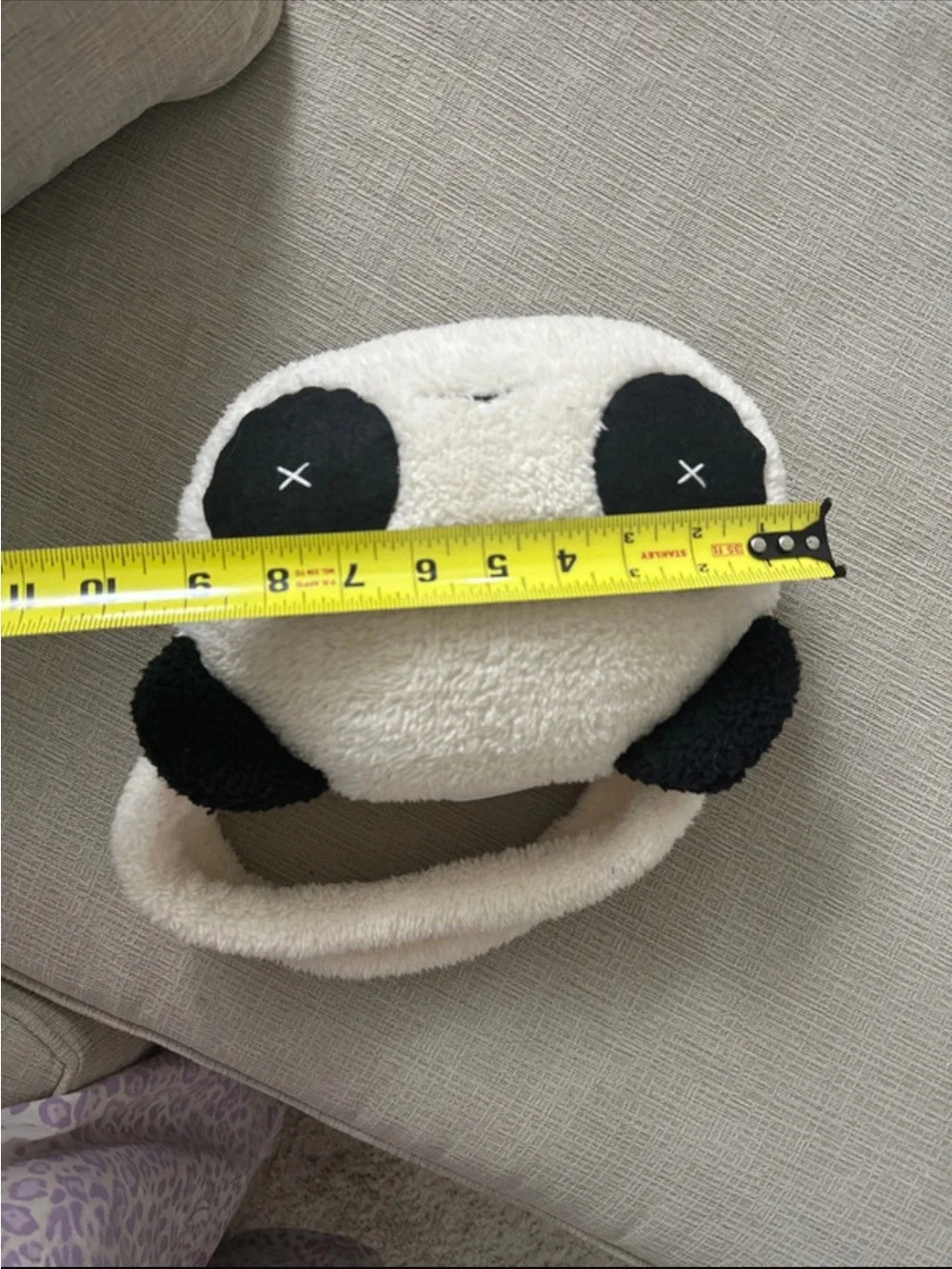 Plush Panda Kids Handbag - White & Black Faux Fur